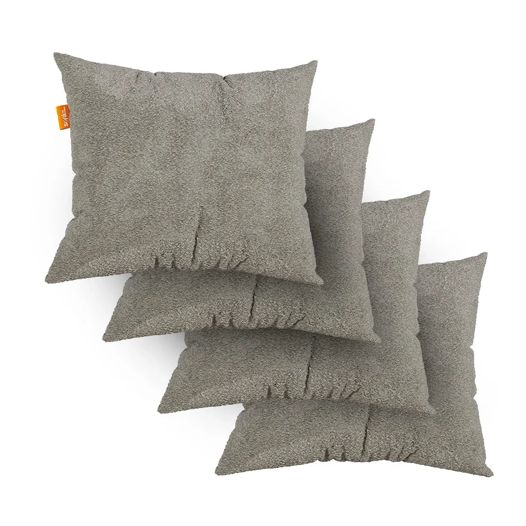 Kit 4 Almofadas Tecido Bouclé Cinza 45x45cm